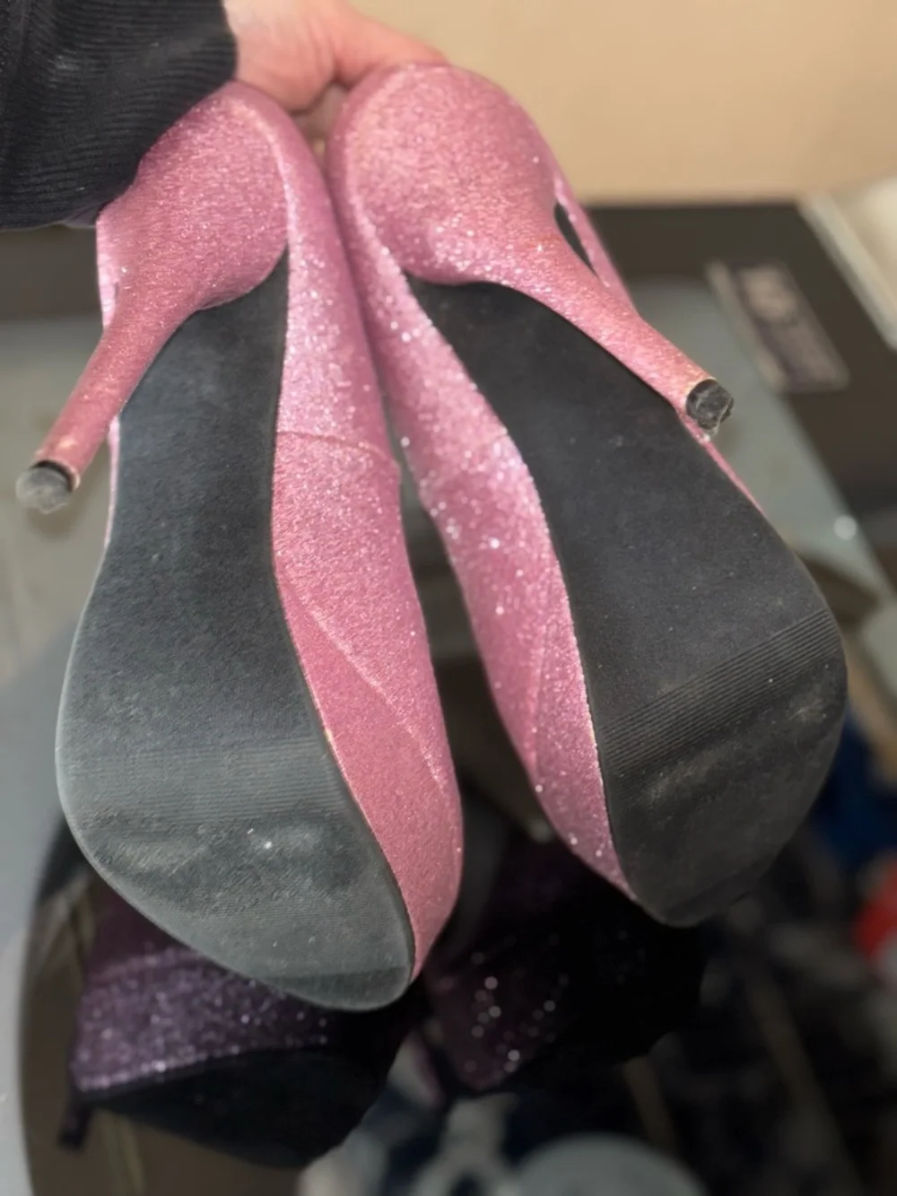 Charlotte Russe Pink Glitter High Heels - Picture 6 of 8